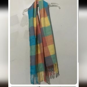 Scotland 100% Cashmere Plaid Multi-color Scarf NEW